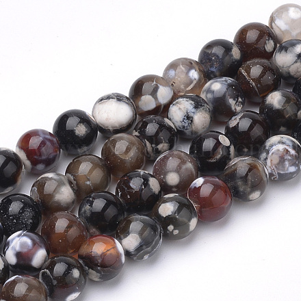 Brins de perles d'agate craquelée de feu naturel teint G-Q462-127C-10mm-1