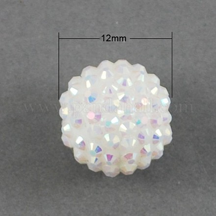 10 pcs couleur ab perles rondes en strass de résine X-RESI-S256-12mm-SAB1-1