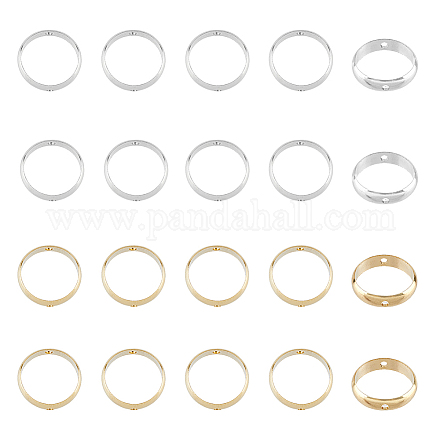 SUPERFINDINGS 50Pcs 5 Sizes Brass Beads Frames Double Hole Circle Bead Frames 6/8/9/10/12mm Hollow Metal Ring Links Connectors for Necklace Bracelet Making KK-FH0005-11-1