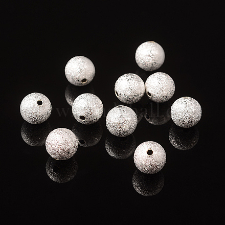 Perles texturées en laiton plaqué argent de 12 mm X-EC249-S-1