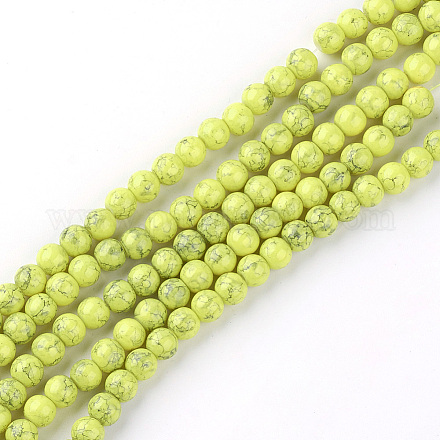 Spray Painted Glass Bead Strands GLAD-S075-6mm-67-1