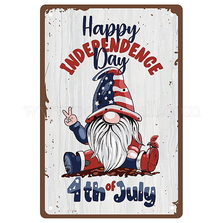 CREATCABIN Independence day Metal Tin Sign 4th of July American Flag Dwarf Funny Wall Art Decor Vintage Hanging Painting Plaques for Party Home Bedroom Living Room Cafe Bar Holiday Ornament 8 x 12inch AJEW-WH0157-603-1