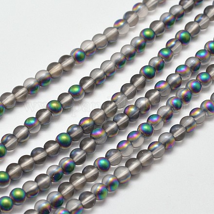 Hebras de perlas de cuarzo sintético electroplate helado EGLA-J064-8mm-HP01-1