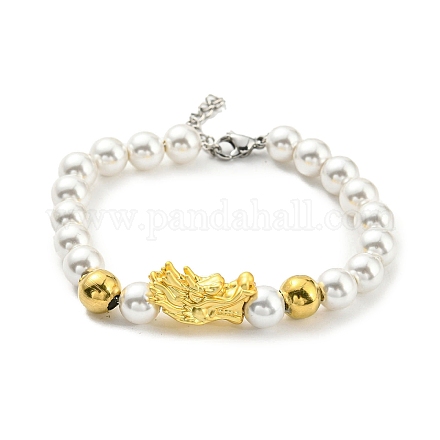 Bracelet en perles de dragon et de perles en plastique plaqué en rack BJEW-D030-01B-G-1