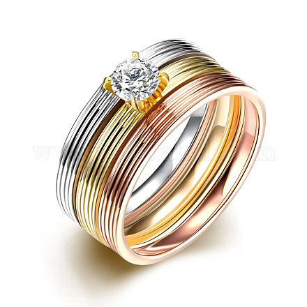 Romantico acciaio 316l titanio anelli zirconi per le donne RJEW-BB07050-6A-1