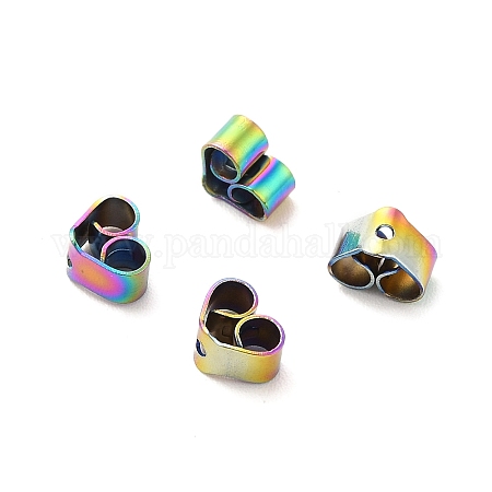 Wholesale 40Pcs 4 Size Ion Plating(IP) 304 Stainless Steel Ear Nuts 