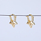 Five-Star Brass Hoop Earrings, Golden, 19.1x16.2mm