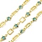 Brass Star Link Chains, with Glass, Soldered, with Spool, Real 18K Gold Plated, 6.5x4.5x1mm