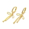 Bowknot Brass Micro Pave Clear Cubic Zirconia Hoop Earrings for Women, Real 16K Gold Plated, 47x20mm