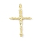 Brass Pendants, Cross Charms, with Jump Ring, Real 18K Gold Plated, 33.5x24x3mm