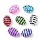 Glass Imitation Jade Beads, Hand Drawn Beads, Oval with Stripe, with Enamel, Mixed Color, 16x12mm, Hole: 1.6~2mm