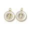 Brass Micro Pave Cubic Zirconia Pendants, with Shell, Virgin Mary Pattern, Real 18K Gold Plated, Flat Round, 19.5x17x3mm, Hole: 3mm