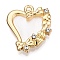 Alloy Rhinestone Pendants, with Plastic, Heart with Bowknt, Light Gold, 19.5x17x3.5mm, Hole: 1.6mm