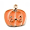 Thanksgiving Day Alloy Enamel Pendants, Light Gold, Pumpkin, 19x18x1.5mm, Hole: 1.7mm