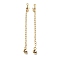 Brass Enamel ABS Imtation Pearl End with Chain, Flat Round, Golden, Black, 73mm