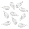 10Pcs Brass Clear Glass Pendants, Faceted, Teardrop, Silver, 24x10.5x5mm, Hole: 2mm