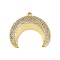 Brass Micro Pave Cubic Zirconia Pendants, Crescent Moon, Long-Lasting Plated, Cadmium Free & Lead Free, Rack Plating, Real 18K Gold Plated, 24.5x26x6.5mm, Hole: 1.2mm