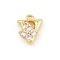 Brass Micro Pave Clear Cubic Zirconia Charms, Long-Lasting Plated, Rack Plating, Cadmium Free & Lead Free, Real 18K Gold Plated, Letter V, 9.5x8.5x3.5mm, hole: 1.2mm