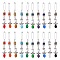 20Pcs 10 Colors Glass & Alloy Angel Brooch, with Iron Findings, Antique Silver & Platinum, Mixed Color, 83mm, 2pcs/color