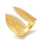 Fan Brass Micro Pave Cubic Zirconia Wide Open Cuff Rings, for Women, Lead Free & Cadmium Free, Real 18K Gold Plated, Inner Diameter: 18mm