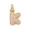 Brass Micro Pave Clear Cubic Zirconia Pendants, Real 18K Gold Plated, Letter K, 31x16x5mm, Hole: 3x6mm