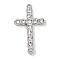 Alloy Rhinestone Pendants, Cross, Platinum, 40x24x4mm, Hole: 2mm