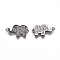 Brass Micro Pave Cubic Zirconia Normal Links, Elephant, Clear, Gunmetal, 11x19.5x2mm, Hole: 1mm