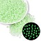 FGB Grade A Transparent Glass Seed Beads, Rondelle, Luminous Glow in the Dark, Center Dyed, Faceted, Light Green, 4x3mm, Hole: 1.2~1.6mm, about 6081pcs/pound