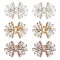 6Pcs 3 Colors Alloy with Glass Rhinestone Bowknot, Mixed Color, 34x48x6.5mm, 2pcs/color