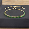 Brass Micro Pave Cubic Zirconia Slider Bracelets, Rectangle Link Chain Bracelets for Women, Real 18K Gold Plated, Green, 7-7/8 inch(20cm)