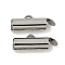 Brass Slide On End Clasp Tubes, Slider End Caps, with Pendant Bails, Real Platinum Plated, 5.5x12.5x4mm, Hole: 0.9mm, Inner Diameter: 3mm