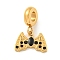 Ion Plating(IP) 304 Stainless Steel Black Enamel European Dangle Charms, Bat Large Hole Pendants with Jet Rhinestones, Golden, 21mm, Hole: 4.5mm, Batt: 10x14x2mm