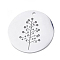 304 Stainless Steel Pendants, Flat Round with Flower, Stainless Steel Color, 15mm
