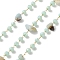 304 Stainless Steel Link Chains, Soldered, with Crystal and Natural Amazonite, with Spool, Ion Plating(IP), Real 18K Gold Plated, 4x7.5x3.5mm, about 32.81 Feet(10m)/Roll