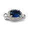 Brass Micro Pave Cubic Zirconia Box Clasps, with Glass, Oval, Platinum, 15.5x8x8mm, Hole: 1.2mm
