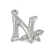 Brass Crystal Rhinestone Letter Links Connector Charms, Real Platinum Plated, Letter N, 15x14x4mm, Hole: 1.2mm and 1.5mm