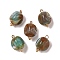 Acrylic Pendants, Imitation Gemstone, with Brass Loops, Nuggets, Sienna, 19x12.5x11.5mm, Hole: 2mm