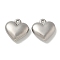 Anti-Tarnish 304 Stainless Steel Pendants, Heart Charm, Stainless Steel Color, 16.5x16.5x5.5mm, Hole: 1.2mm