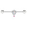 Brass Rhinestone Nipple Rings, Platinum, Heart, 47mm