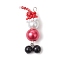 Christmas Theme Glass Pearl Pendants, Snowman with Hat, with Seed Beads & 304 Stainless Steel Loop, Stainless Steel Color, Red, 38x16x10mm, Hole: 2x2.5mm