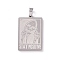 Non-Tarnish 201 Stainless Steel Pendants, Rectangle with Skull & Word Stay Positive, Stainless Steel Color, 35x23x2mm, Hole: 4x6mm
