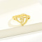 Brass Alphabet Adjustable Rings for Women, with Heart, Letter T, 17mm, US Size 6 1/4(16.7mm)