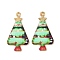 Christmas Theme Rack Plating Alloy Pendants, with Enamel, Golden, Christmas Trees Charm, Pale Green, 31x17x1.5mm, Hole: 1.8mm
