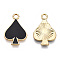 Barrel Plating Alloy Pendants, with Enamel, Cadmium Free & Nickel Free & Lead Free, Heart, Light Gold, Black, 18.5x12.5x1.5mm, Hole: 1.8mm