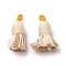 Cotton Tassel Pendants, with Polyester, PapayaWhip, 32~37x11~12mm, Hole: 2x4.5mm
