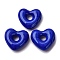 Handmade Lampwork Beads, Large Hole Beads, Heart, Medium Blue, 14x15x5mm, Hole: 4mm