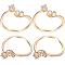 8Pcs Brass Micro Cubic Zirconia Cuff Finger Ring Settings, For Half Drilled Beads, Nickel Free, Real 18K Gold Plated, Clear, Inner Diameter: 18mm, Tray: 5mm, Pin: 0.8mm