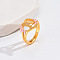Heart & Flower Brass Pearl Pink Enamel Adjustable Finger Rings, Golden, Letter H, 14mm, Inner Diameter: 17mm