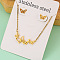 Stainless Steel Pendant Necklace & Stud Earring, Golden, Butterfly, 10x6mm & 420mm