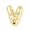Brass Micro Pave Clear Cubic Zirconia Pendants, Long-Lasting Plated, Cadmium Free & Lead Free, Real 18K Gold Plated, Letter A~Z, Letter V, 18~19x11~21x5mm, Hole: 2.8~3x1.8~2mm